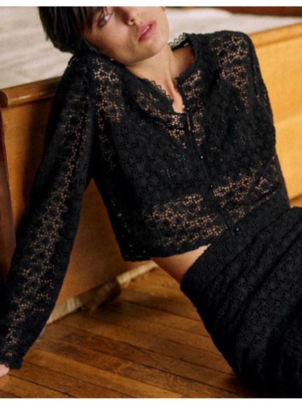 Sezane Yumi Blouse in Black Size 34